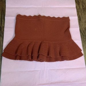 Club Monaco Knit Tube Top Ruffle. Color burnt orange. Size M.